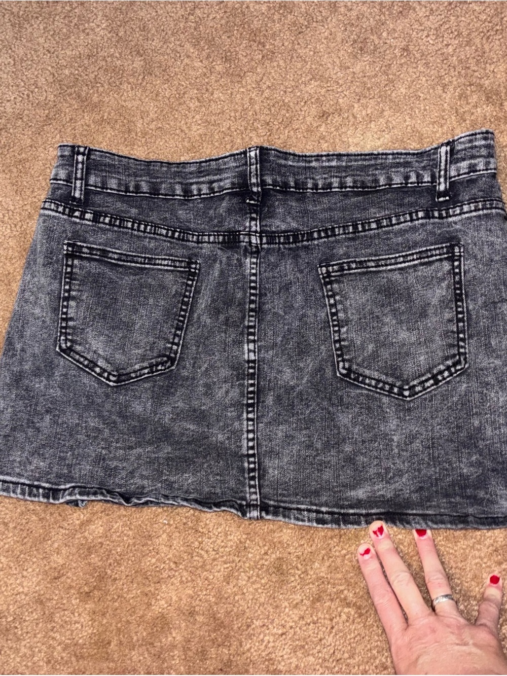 Washed Black Denim Mini Skirt - Casual Everyday Style